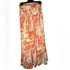 🔥True Destinations Women's Orange Floral Wide Leg Pants - M